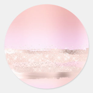Monogram Spark Rose  Blush Makeup Pastels Schönhei Runder Aufkleber