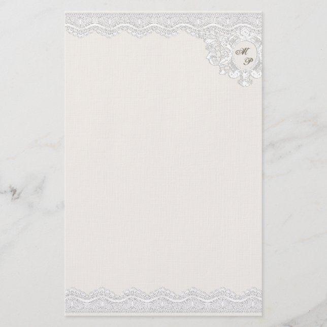 Monogram-Spitze (anpassbar) Briefpapier (Vorderseite)