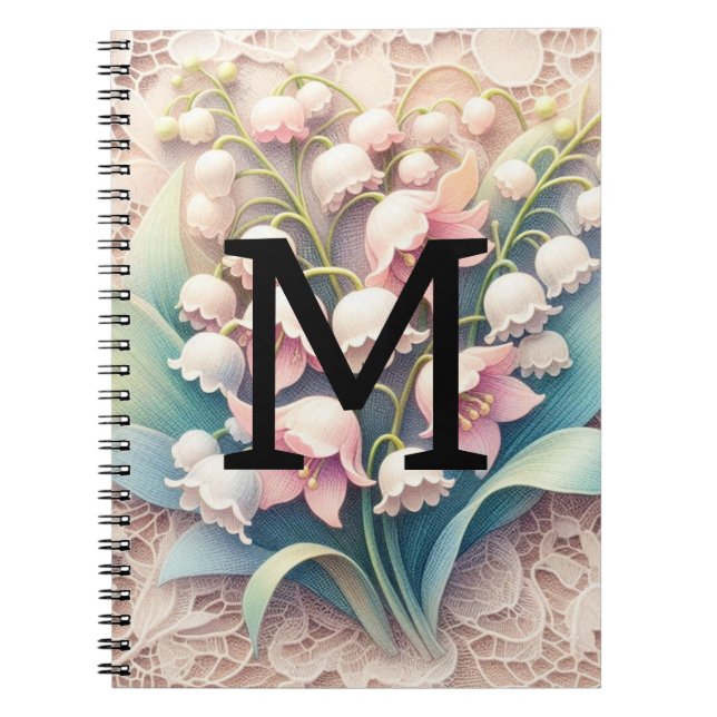 Monogram Spitzenlilie der Blume des Tals Notizblock (Vorderseite)