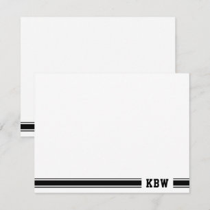 Monogram Sporty Band Schwarz & Weiß Notizkarte Mitteilungskarte