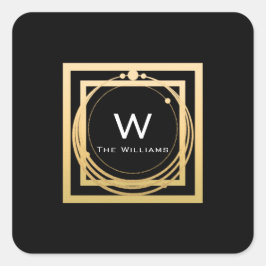Monogram Square Golden Frame Minimal Geometrie VIP Quadratischer Aufkleber