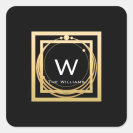 Monogram Square Golden Frame Minimalism Geometrie Quadratischer Aufkleber