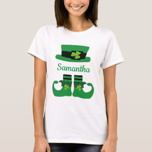 Monogram St. Patrick's Day Irish Leprechaun Green T-Shirt