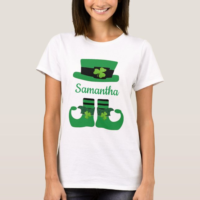 Monogram St. Patrick's Day Irish Leprechaun Green T-Shirt (Vorderseite)