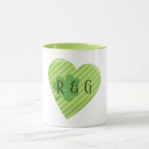 Monogram St. Patrick's Stripes heart Tasse