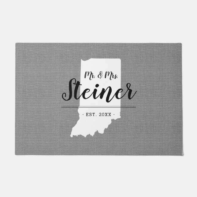 Monogram-Staat der Indiana-Familie Doormat Fußmatte (Vorderseite)