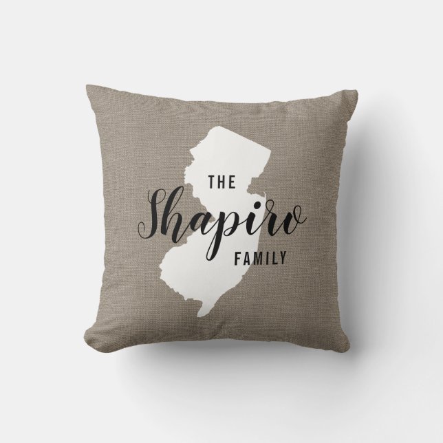 Monogram-Staat-Kopfkissen der New Jersey-Familie Kissen (Vorderseite)