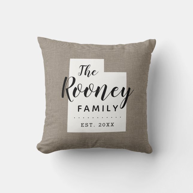 Monogram Staat Throw Kissen der Utah-Familie (Vorderseite)