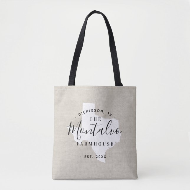 Monogram Staat Tote Bag der Familie Texas Tasche (Vorderseite)
