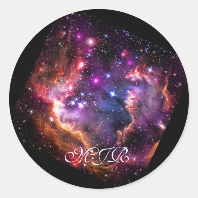 Monogram Starry Wingtip von Small Magellanic Cloud Runder Aufkleber (Vorderseite)
