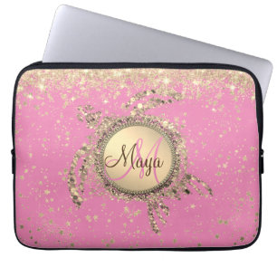 Monogram-Stars der Schildkröte auf rosa iPad Smar Laptopschutzhülle