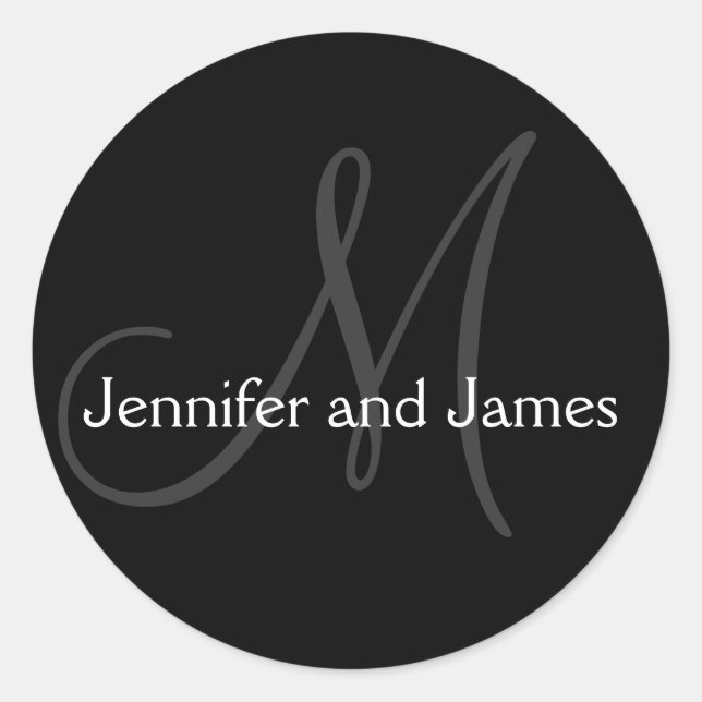 Monogram Stickers für Hochzeiten schwarz (Vorderseite)
