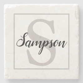 Monogram Stone Untersetzer mit Nachname der Famili