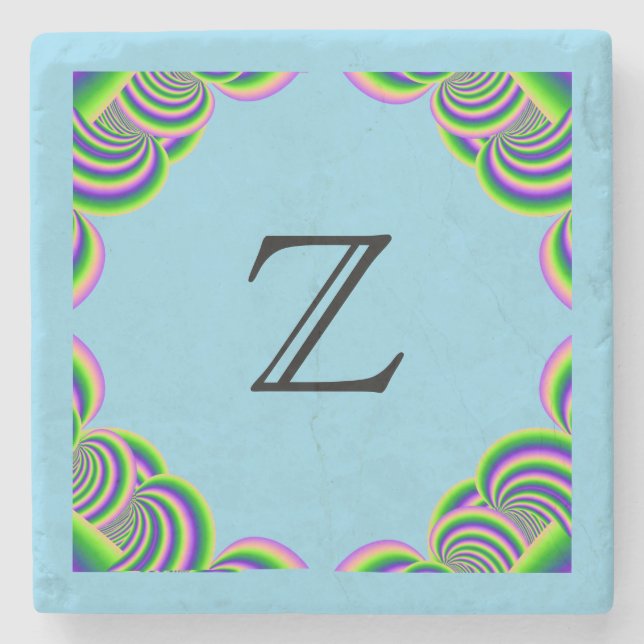 Monogram, Stone Untersetzer MultiColor Frame & LtB (Vorderseite)