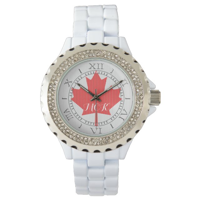 Monogram Strick Style Maple Leaf Strickmotiv Armbanduhr (Vorderseite)