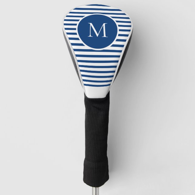 Monogram Stripes Blue White Golf Headcover (Vorderseite)