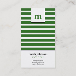 Monogram Stripes Business Card - Green - Green - Visitenkarte