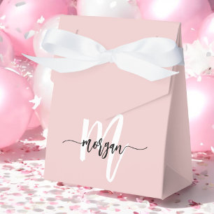 Monogram Stylisch Modern Blassrosa Schwarz Geschenkschachtel