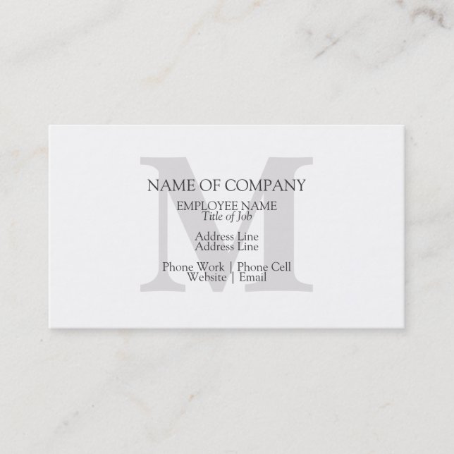 Monogram Stylish Classic Elegant Mit Monogramm Visitenkarte (Vorderseite)