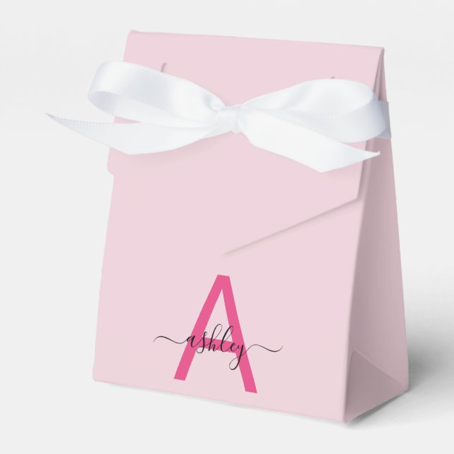 Monogram Stylish Modern Hot Pink Geschenkschachtel (Vorderseite)