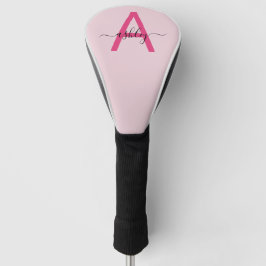 Monogram Stylish Modern Hot Pink Golf Headcover
