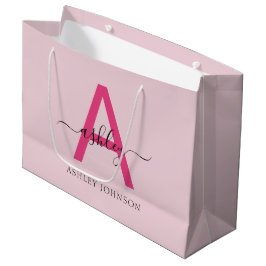 Monogram Stylish Modern Hot Pink Große Geschenktüte