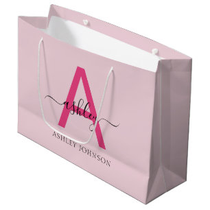Monogram Stylish Modern Hot Pink Große Geschenktüte