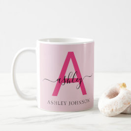 Monogram Stylish Modern Hot Pink Kaffeetasse