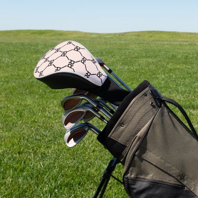 Monogram Stylish Modern Initial Pink Luxury Golf Headcover (In SItu)