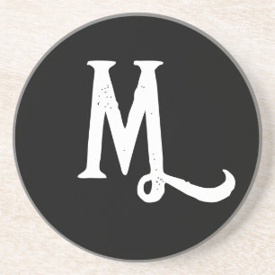 MONOGRAM STYLISH SCRIPT SANDSTONE UNTERSETZER