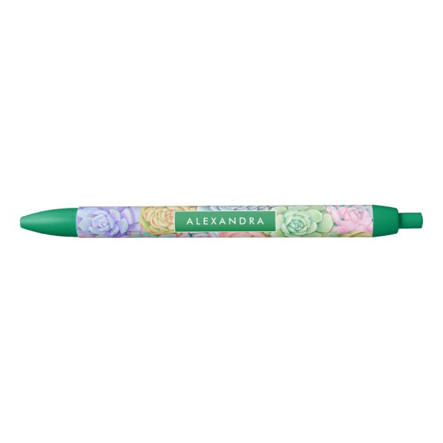 Monogram Succules Aquarellfarbene Pastel Kugelschreiber (Vorderseite)