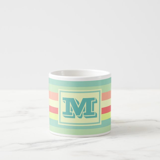 Monogram Summer Pastel Color Stripes Espressotasse (Vorderseite)