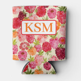 Monogram Summer Raspberry Watercolor Coquette Dosenkühler