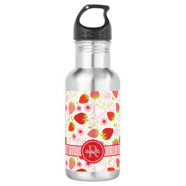 Monogram Summer Strawberry Fruit Pattern Edelstahlflasche
