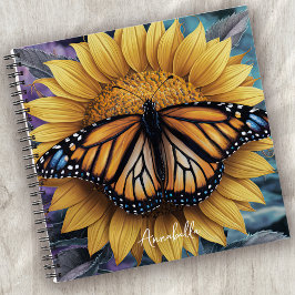 Monogram Sunflower Butterfly Notizbuch