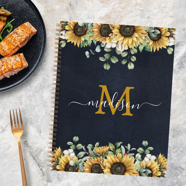 Monogram Sunflower Eukalyptus Black Recipe Buch (In situ)