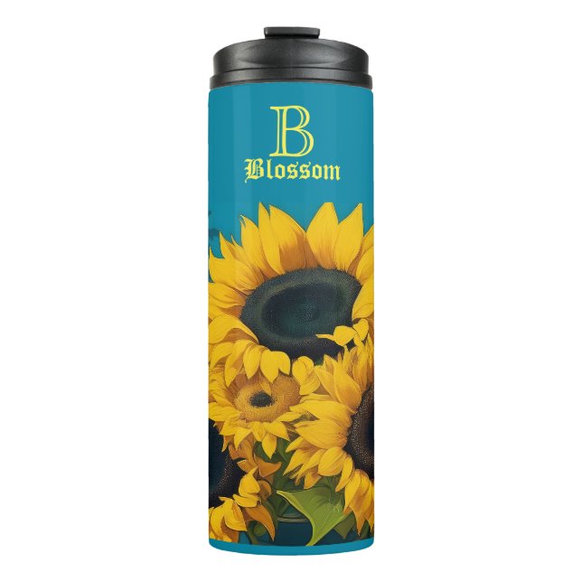 Monogram Sunflowers Vincent Van Gogh Thermosbecher (Vorderseite)
