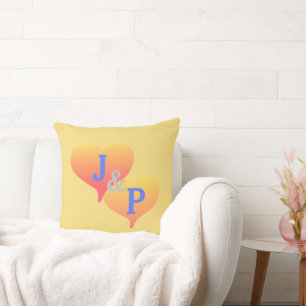 Monogram Sunset Heft Yellow Blue Pillow Kissen