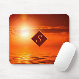 Monogram Sunset Orange Golden Sky Sea of Gold Mousepad