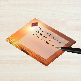 Monogram Sunset Orange Golden Sky Sea of Gold Post-it Klebezettel