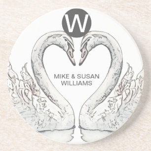 Monogram Swan Sandstone Untersetzer