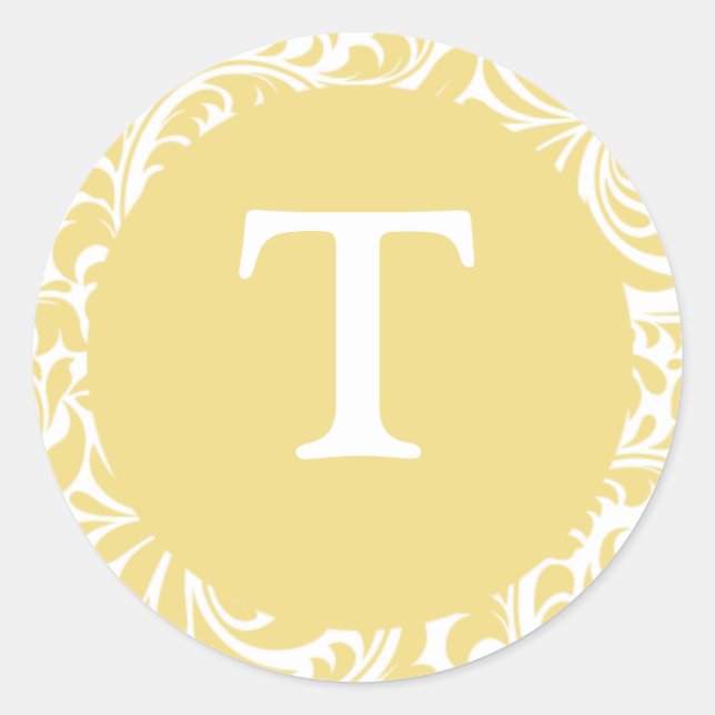 Monogram T Antique Gold Personalizable Wedding Mon Runder Aufkleber (Vorderseite)