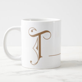 Monogram T in Beautiful Scroll Typografy Jumbo-Tasse