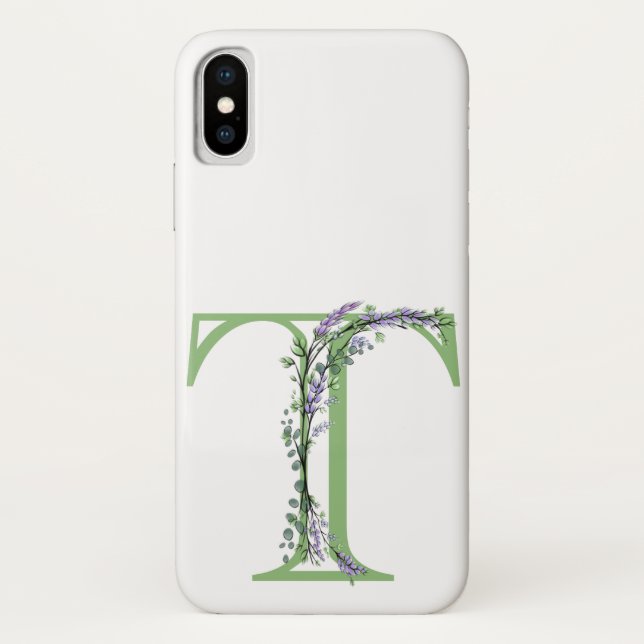 Monogram T Lavendel Eucalyptus Case-Mate iPhone Hülle (Rückseite)