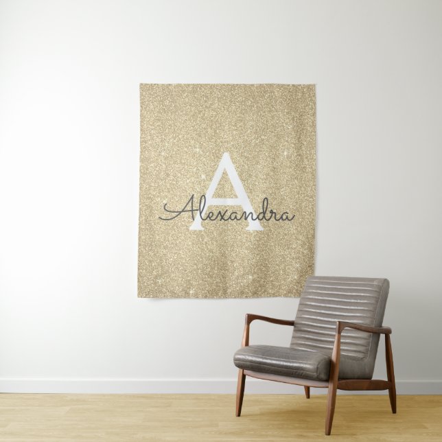 Monogram-Tapestry für den Gold-Sparkle-Glitzer Wandteppich (Beispiel)