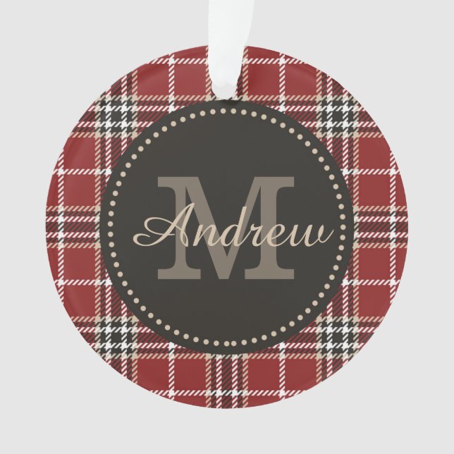 Monogram Tartan Kariert Custom Holiday Template Or Ornament (Vorderseite)