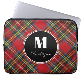 Monogram Tartan Plaid Name Laptop Sleeve