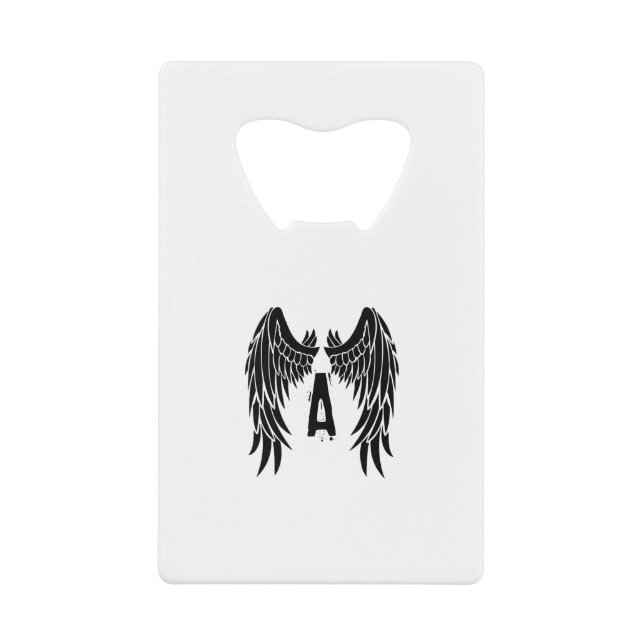 Monogram Tattoo Angel Wing Geldbeutel Flaschenöffner (Vorderseite)