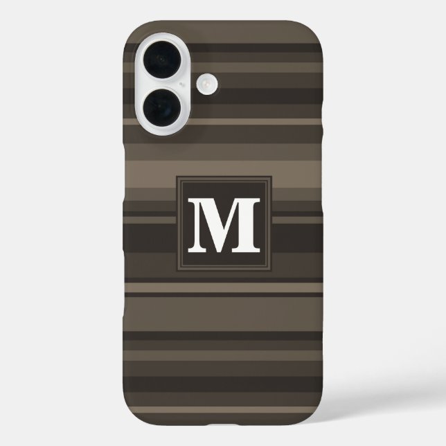 Monogram Taupe iPhone 16 Hülle (Rückseite)