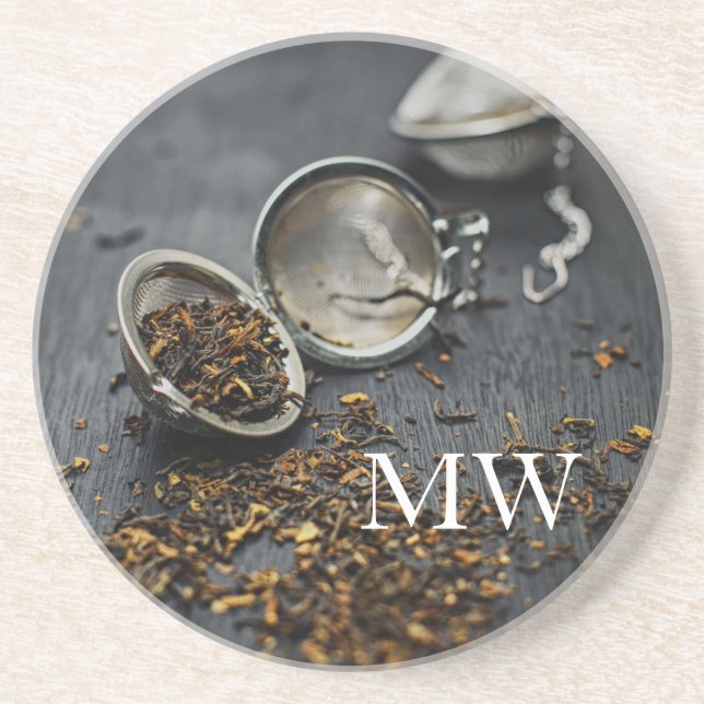 Monogram Tea Sandstein Untersetzer (Vorne)